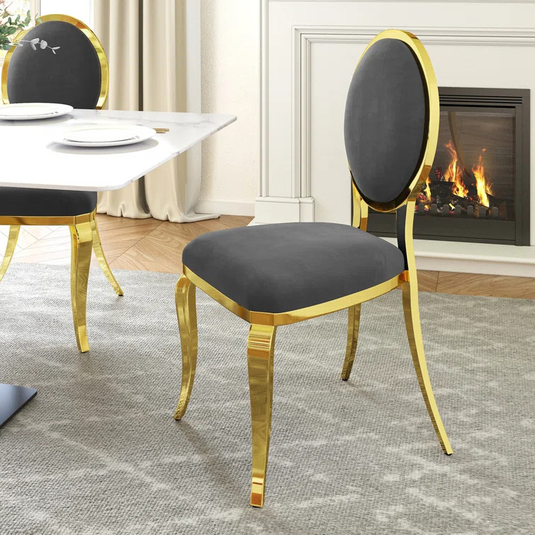 Luxury Royal Velvet Dining Chair With Unique Backrest Metal Furniture for Home Kitchen Hotel Restaurant Weeding