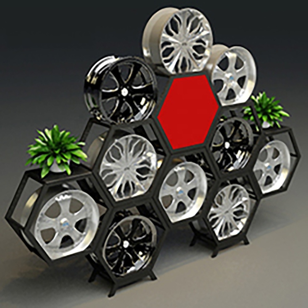 Combined hexagonal Car Wheel Rims Tire Display Rack