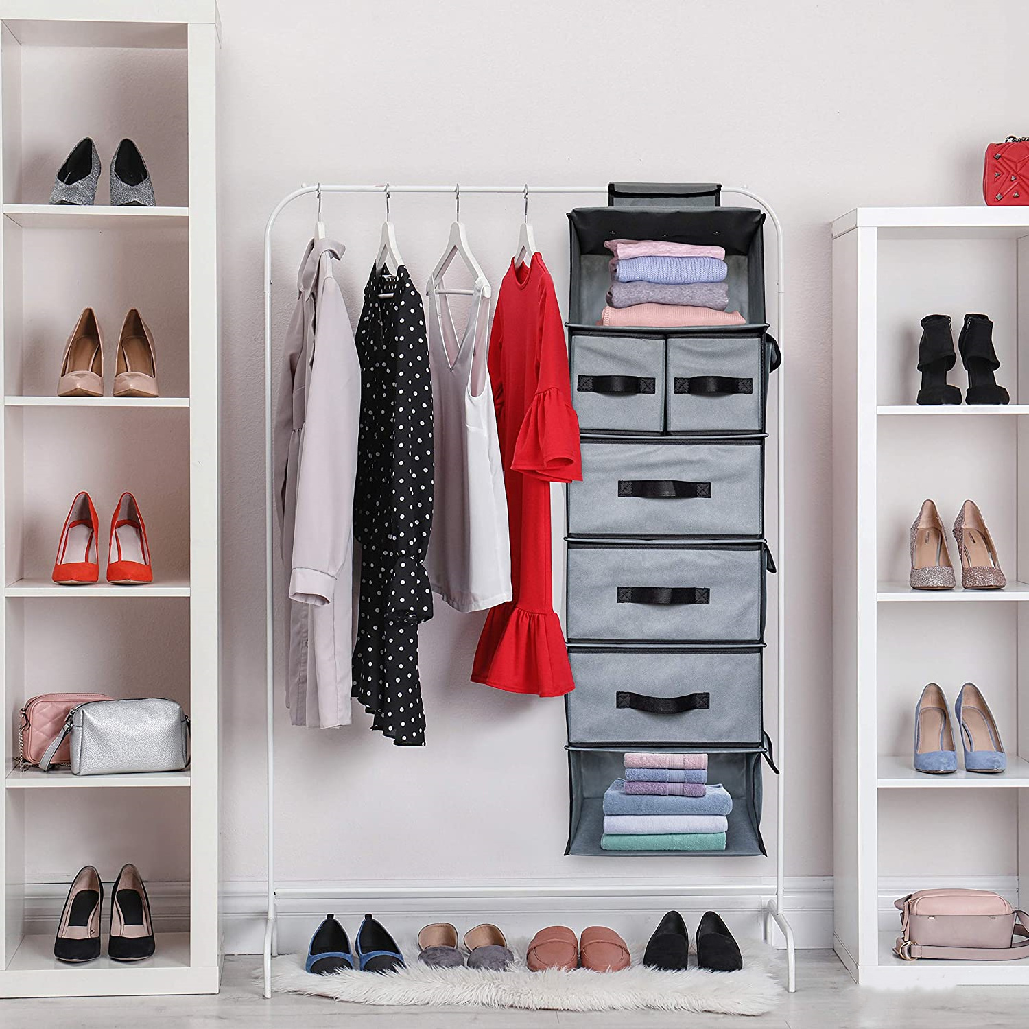 Hanging Closet Organizer and Storage Shelves - Wardrobe Clothes Organizer for Closet