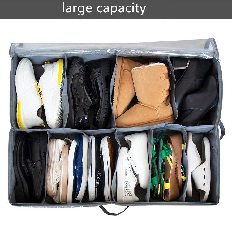 Foldable non-woven fabric  shoes storage bag Sturdy Underbed Shoe Container Box Under Bed Shoe Storage Organizer for Closet