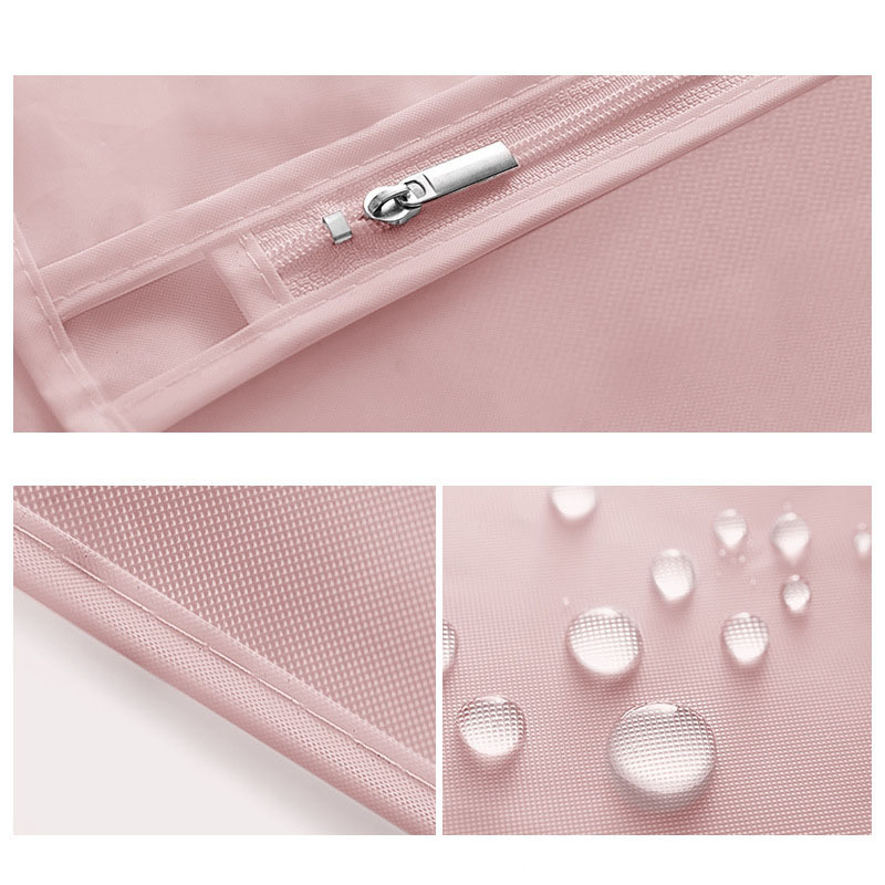 Pink Dustproof Hanging Clothes Covers Full Zipper Dust Proof Organizer Storage Garment Cover Breathable Bag