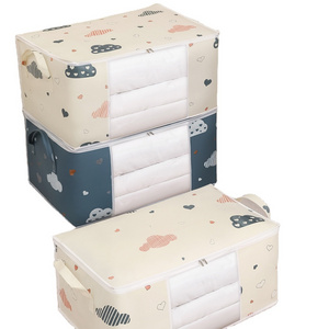 Printed Quilt Clothes Storage Bag Folding Duvet Blanket Sorting Bags Dustproof Closet Under-Bed Storage Moisture Proof Organizer