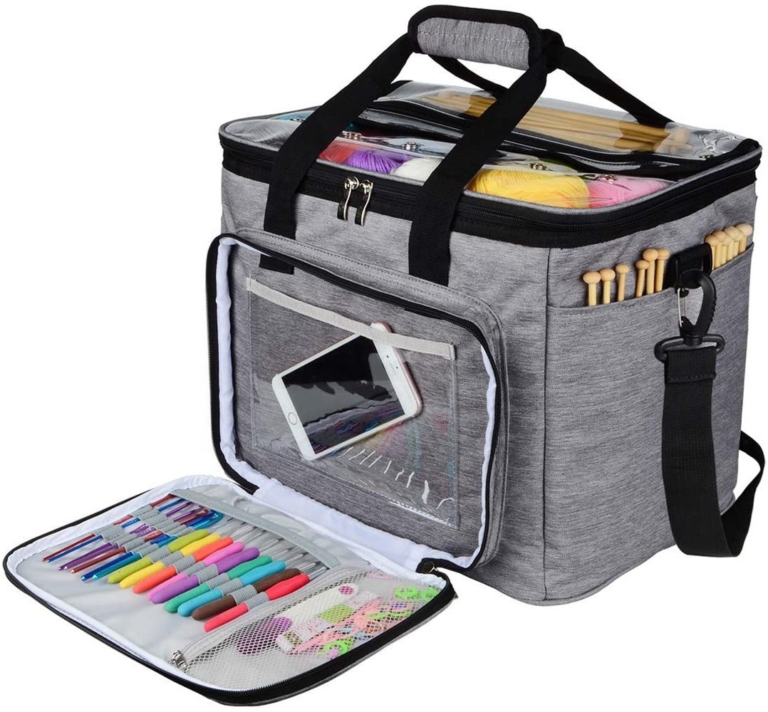 Huge Knitting Bags and Totes Organizer Yarn Storage Organizer for Unfinished Project, Knitting Needles, Crochet Hooks