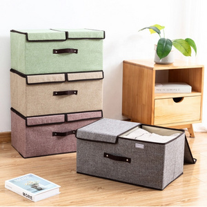 Large Foldable Fabric Storage Box Cubes Organizer Eco-Friendly Stackable Storage Bins with Lids for Bedroom Closet Living Room