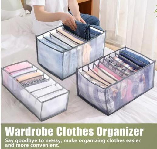 7 grid jeans organizer in the wardrobe cloth organizer foldable mesh nylon divider organizers set wardrobe storage organiser