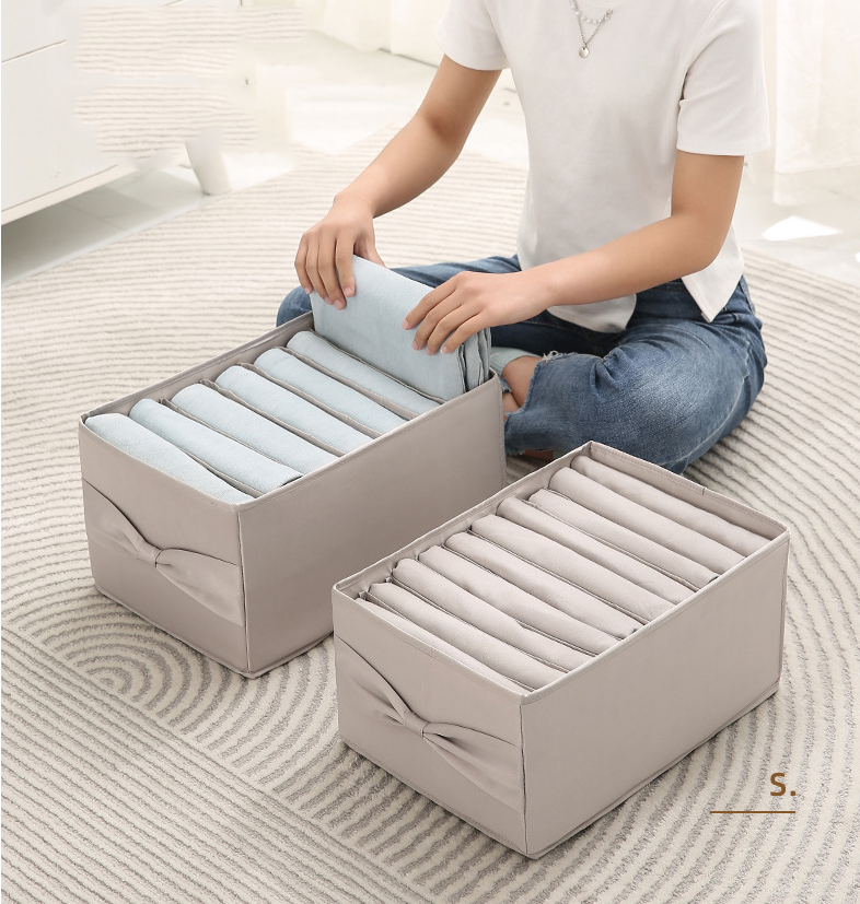 Washable 7 Grids Foldable Wardrobe Clothes Drawer Closet Organizer for Jeans Storage Box for Jeans Clothes