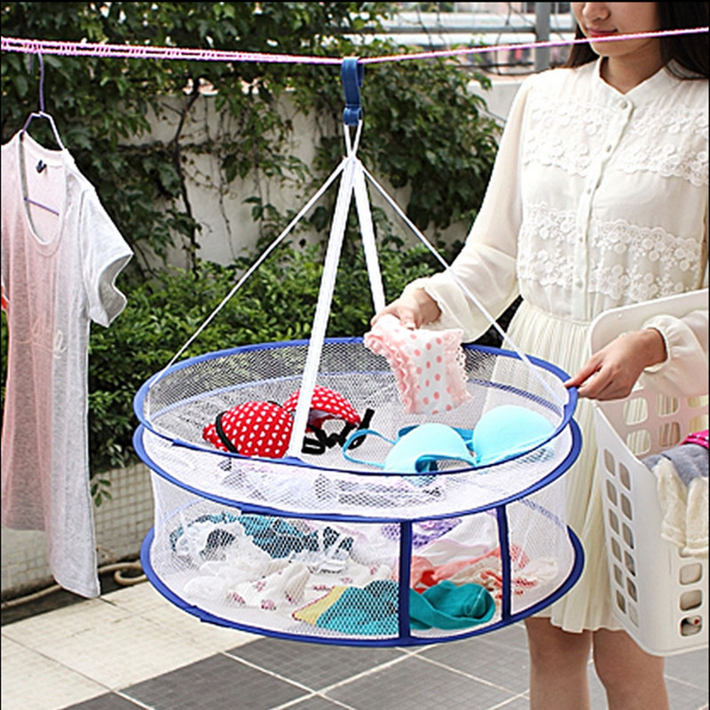 High quality Foldable Sweater Drying Basket Racks 3 Tier Drying Rack Mesh Clothes Hanging Dryer