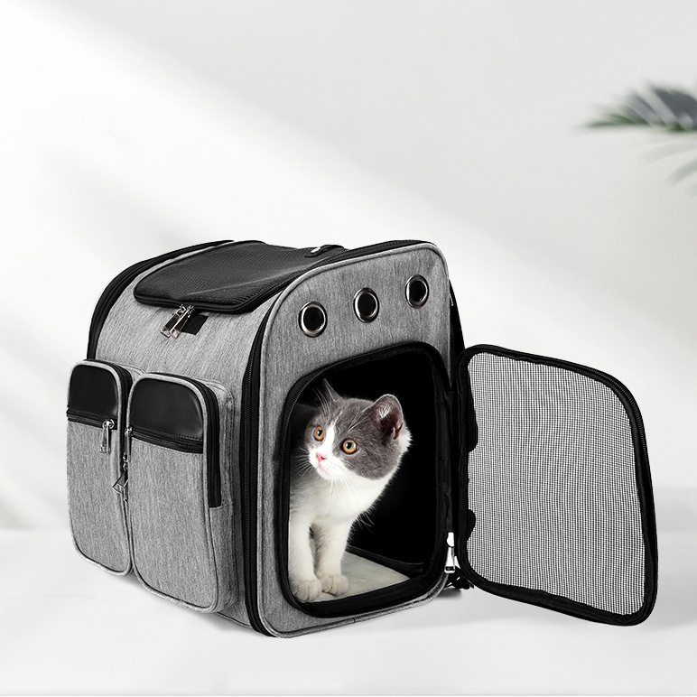 Elegant Cat Backpack Sustainable Pet Carrier Bag with Zipper Closure Soft Travel Pet Knapsack