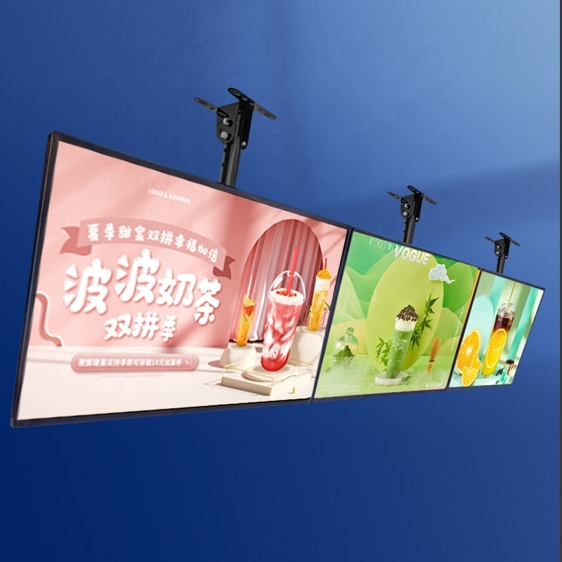 Ceiling Mount LED Horizontal ScreenLightbox Multi Frame TV Signage Display Digital Menu Board for Restaurant W60xH40cm