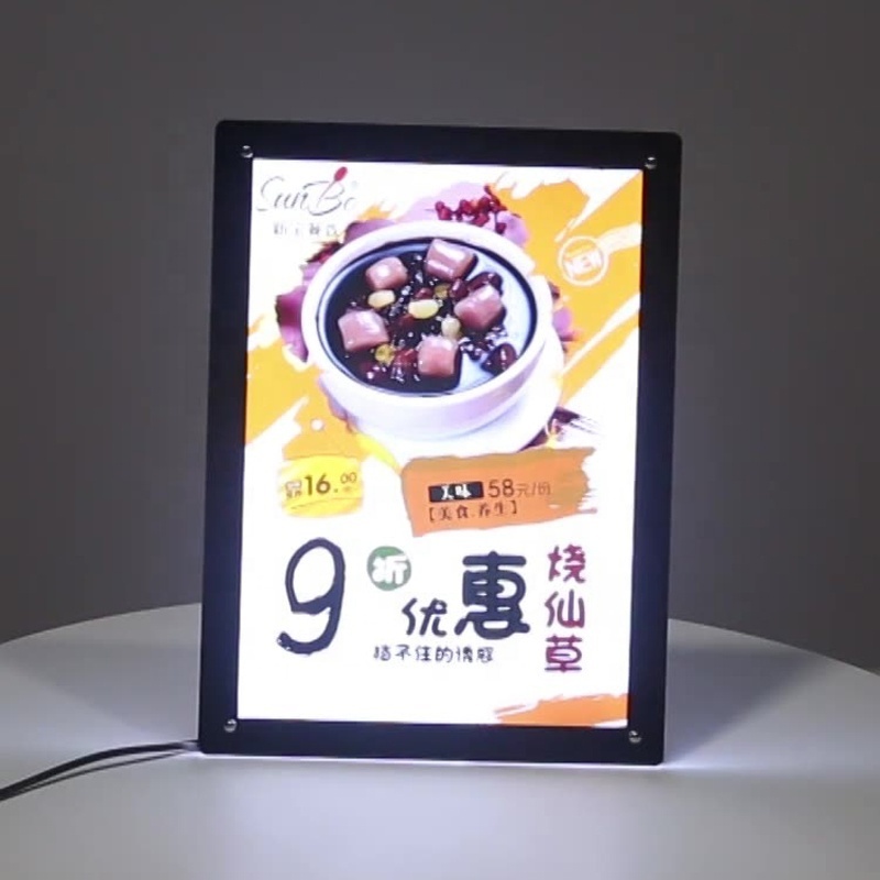 LED Slim Crystal Frame Light Box Advestising Poster Display Backlit ...