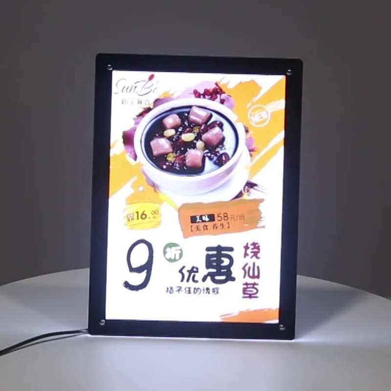 LED Slim Crystal Frame Light Box Advestising Poster Display Backlit Signage Photo Display for Store Signs