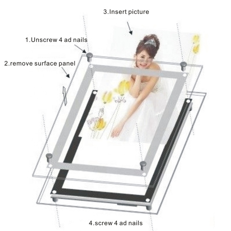 LED Slim Crystal Frame Light Box Advestising Poster Display Backlit Signage Photo Display for Store Signs