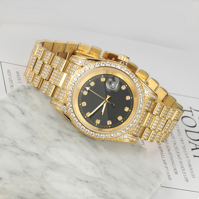 Miss Jewelry 18k gold plated mens hip hop bling bling CZ diamond iced out watch