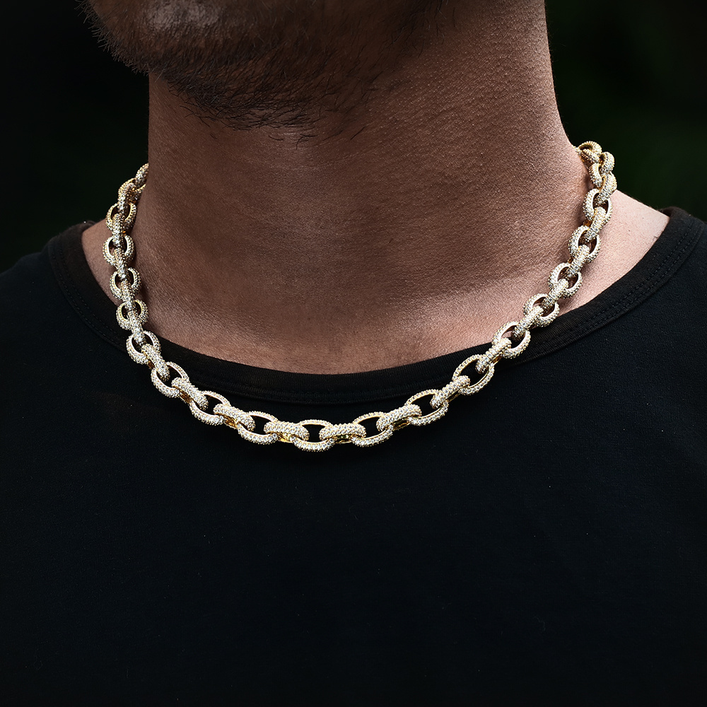 Miss Jewelry Hiphop Jewelry Man Necklace CZ diamond 14k Gold Plated Chain