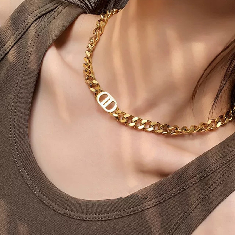 Fashion Simple Jewelry Customized, Size 4K Gold Plated  Black Gun Plated, 24K Gold Plated Rose Gold Stainless Steel 304 Necklace