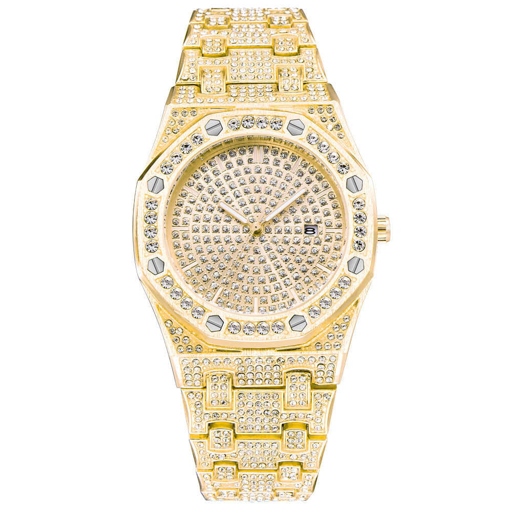 Miss Jewelry 18k gold plated mens hip hop bling bling CZ diamond iced out watch