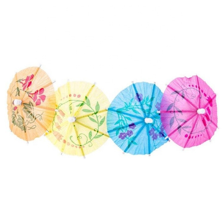 Cocktail Drink Umbrella Picks Mini Cupcake Toppers Tropical Party Decorations Toothpicks Parasols