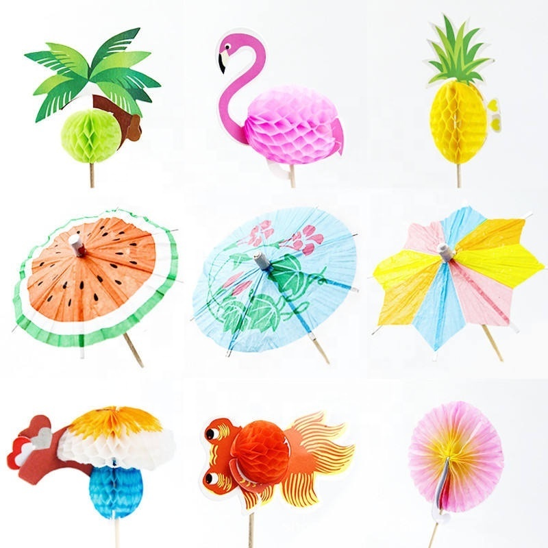 Newest Decorative Picks Creative Paper Cocktail Umbrella Picks for Drinking Decoration