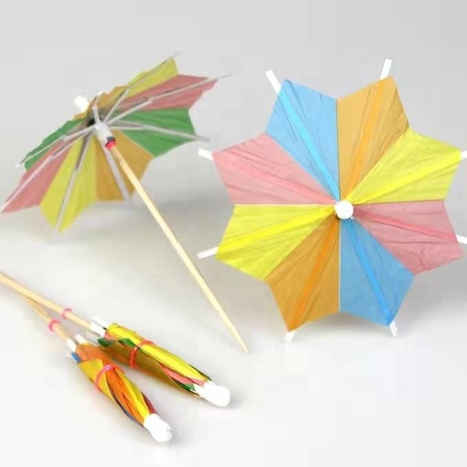 High Quality Custom Portable Paper Wrapped Bamboo Toothpick in Umbrella Shape