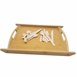 2024 Competitive Price Blank Hotel Custom Handle Bamboo Wooden Serving Tray