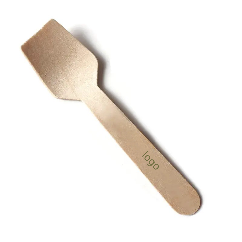 Wood Spoon For Ice Cream To Take Away Paper Wrapped Wooden Sticks Eco Friendly Little Wooden Compostable Ice Cream Spoon