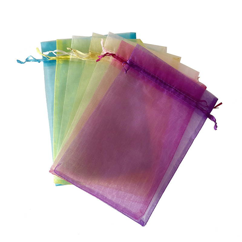 On Stock Multi colors 16x24cm Mesh Lingerie Pouches Drawstring Organza Gift Bags