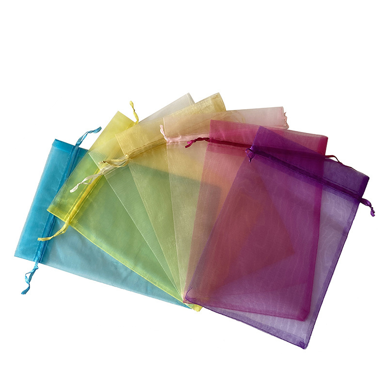 On Stock Multi colors 16x24cm Mesh Lingerie Pouches Drawstring Organza Gift Bags