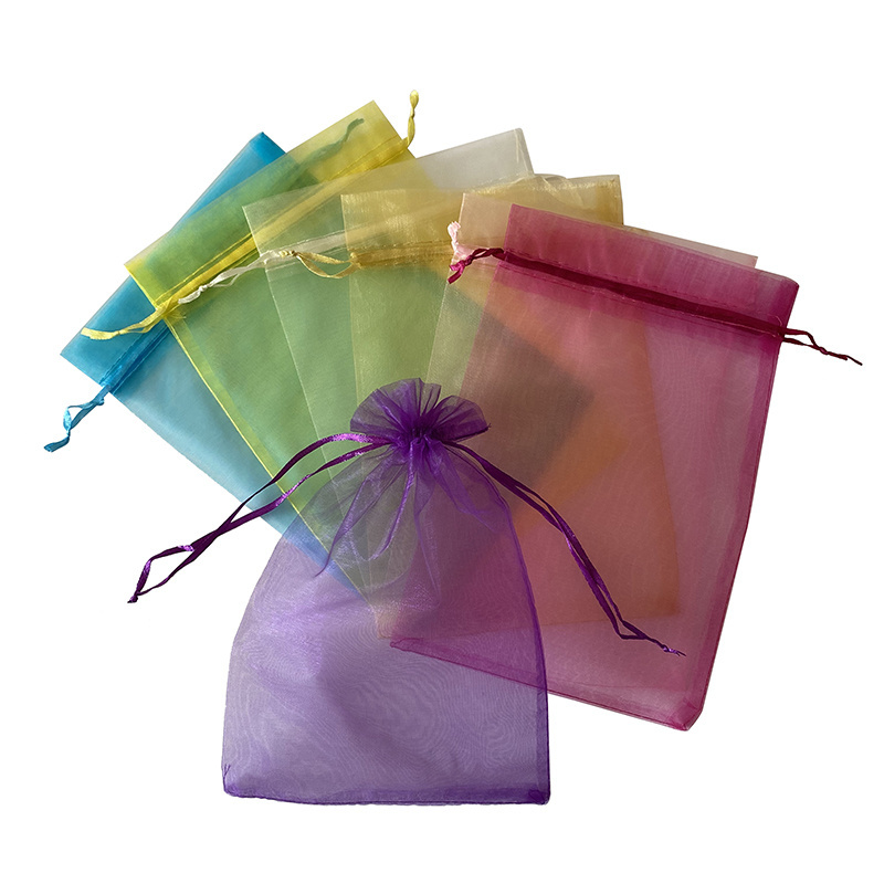 On Stock Multi colors 16x24cm Mesh Lingerie Pouches Drawstring Organza Gift Bags