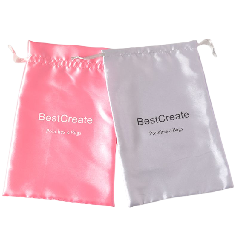 Wholesale Custom Logo Drawstring Satin Hair Pouch Silk Wig Packaging Bags