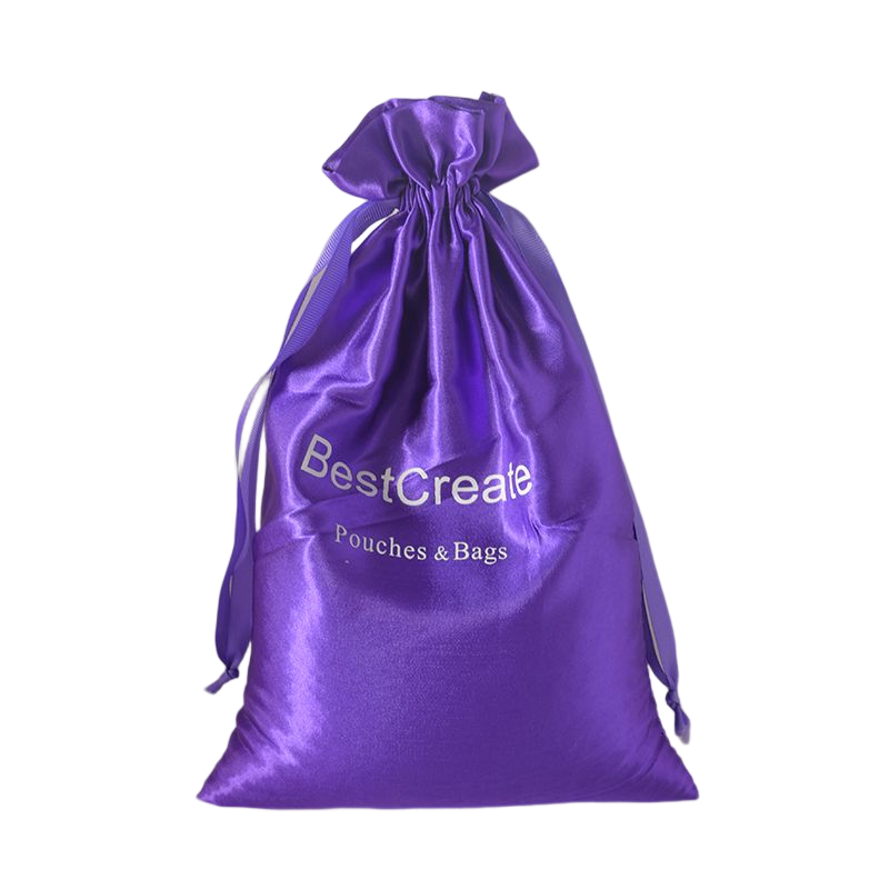 Wholesale Custom Logo Drawstring Satin Hair Pouch Silk Wig Packaging Bags