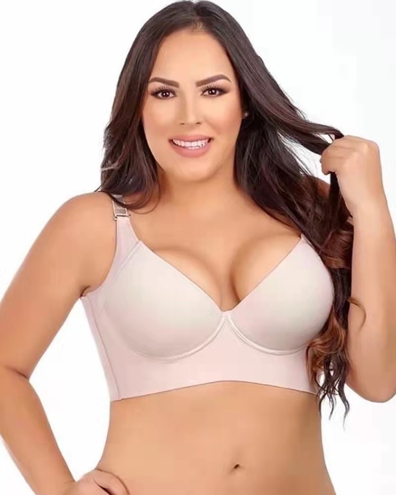 2023 Wholesale smooth plus size bra high quality thin style gathered adjustable sexy large size women's underwire underwear