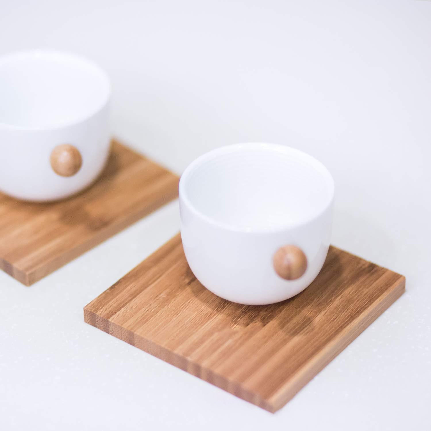 Wholesale 4-piece Square Coaster Set Eco-Friendly Bamboo Coffee Tea Cup Mat