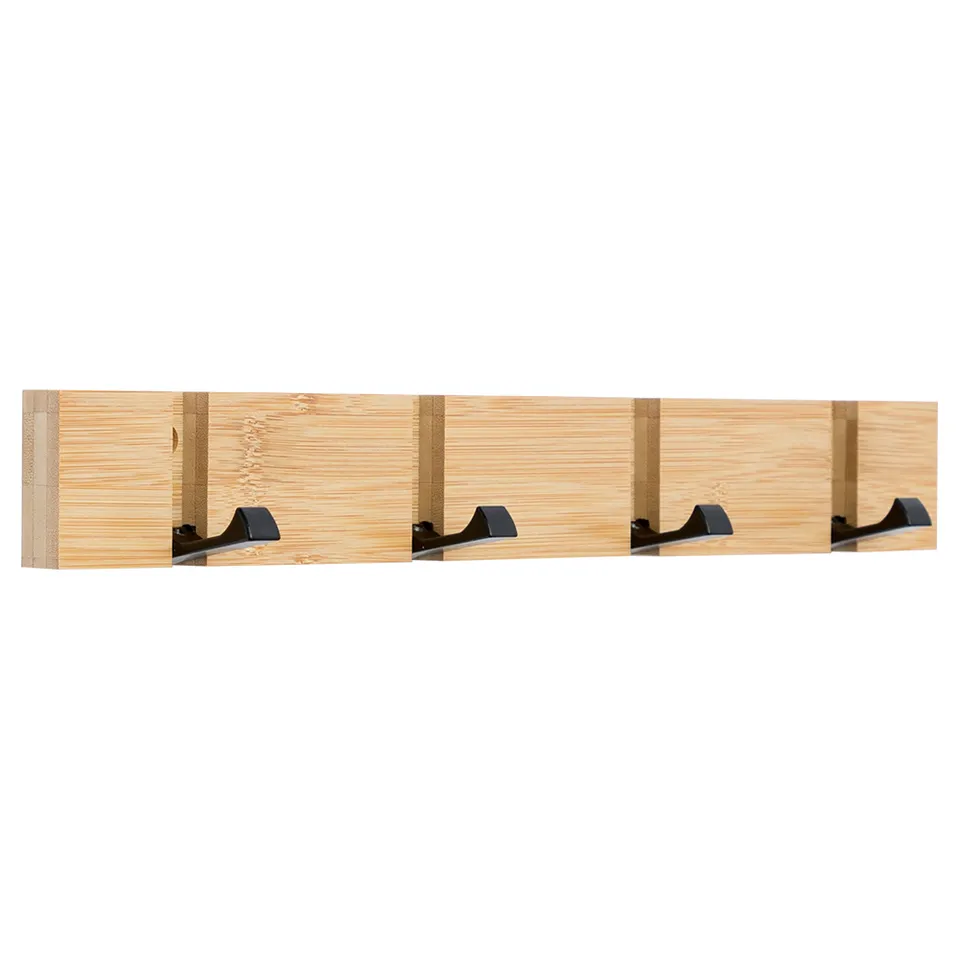 Factory Price Bamboo Wooden Coat Rack Clothes Hanger Hooks Living Room Wall Rack Hook Rack