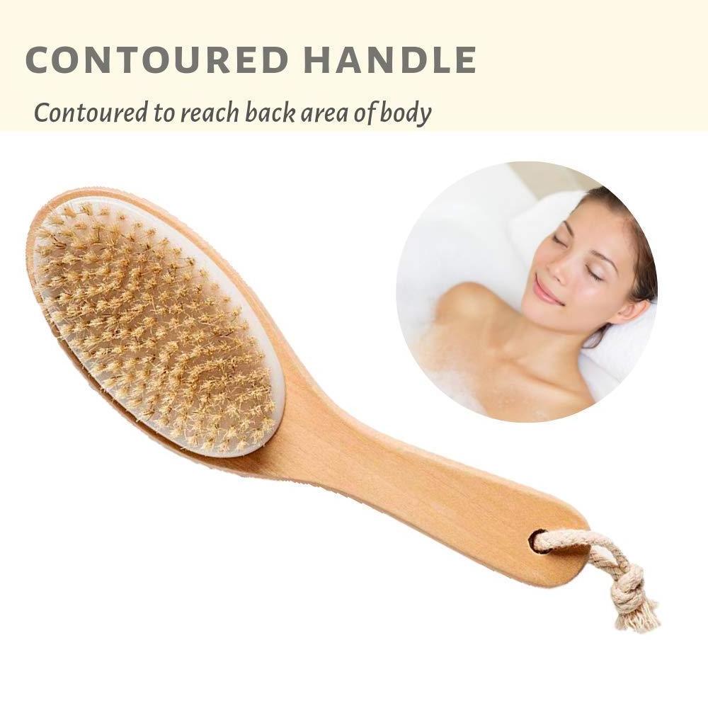 Custom Dry Skin Wooden Bath Brush Long Handle Exfoliating Skin Brush High Quality  Boar Bristles Dry Brush