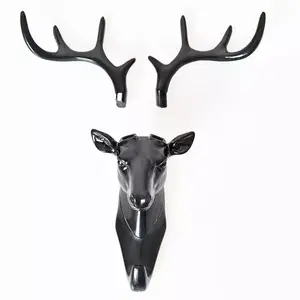 Deer Head Wall Hook Self Home Decoration Adhesive Clothing Door Hanger Bag Keys Sticky Holderbathroom Bathroom Hooks