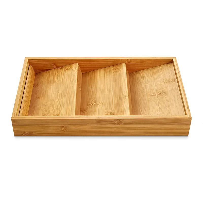 Rack Tray Kitchen Drawer Spice Jar Organizer Rack 3 Tier Countertop Organization for Kitchen Cabinet Bamboo Spice