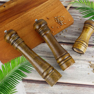 Wood Salt and Pepper Grinders Set Wooden Kitchen Spice Mill with Adjustable Coarseness Ceramic Core