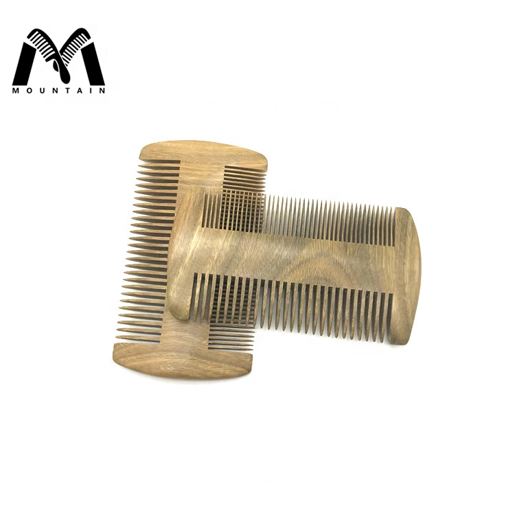 Wholesale Customized Sandalwood Natural Wood  Portable Travel Beard Comb and Brush