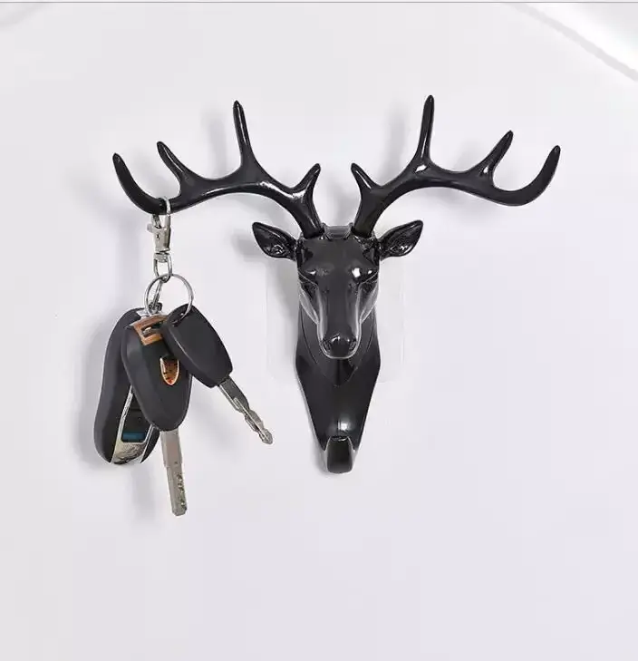 Deer Head Wall Hook Self Home Decoration Adhesive Clothing Door Hanger Bag Keys Sticky Holderbathroom Bathroom Hooks