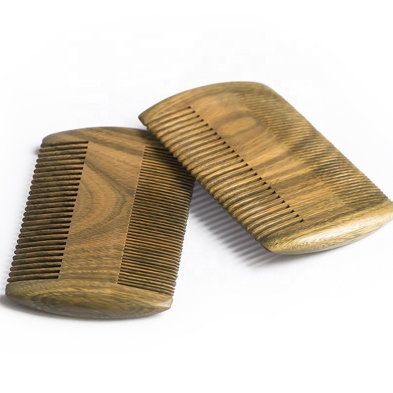 Wholesale Customized Sandalwood Natural Wood  Portable Travel Beard Comb and Brush