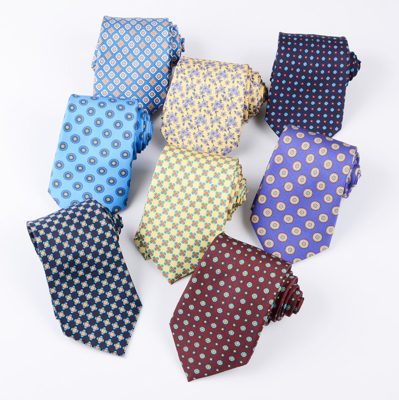 Chinese Factory Low MOQ Custom Logo Men's Printed Patterned Necktie Custom Logo Silk Business Neck Ties for Wholesale