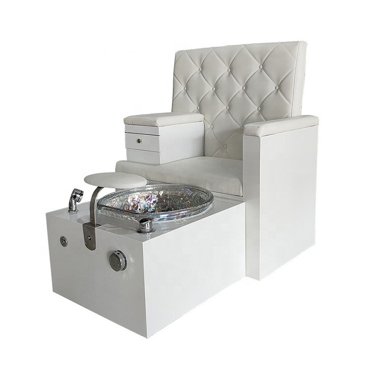 Foshan factory salon furniture foot spa manicure chair luxury modern white pedicure station foor nail salon