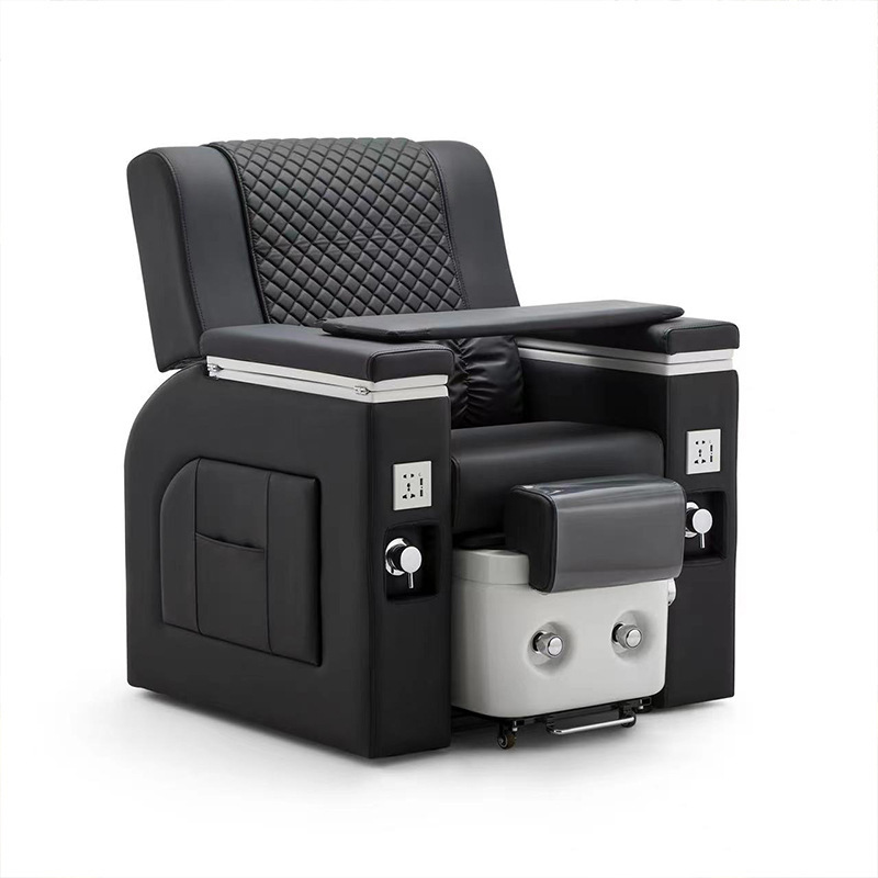 Modern black pu leather 2 group massage foot massage spa chair electric reclining manicure pedicure chair with hand sink