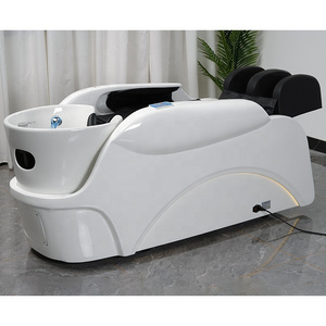 Hair saloon electric massage shampoo chair barber shop modern hair washing chair shampoo bed with ceramic bowl