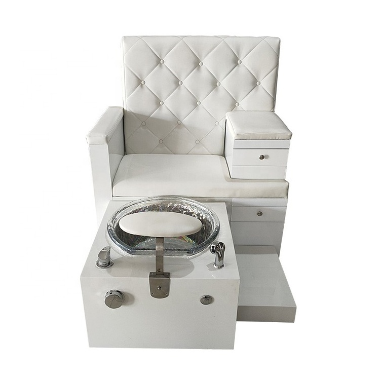 Foshan factory salon furniture foot spa manicure chair luxury modern white pedicure station foor nail salon