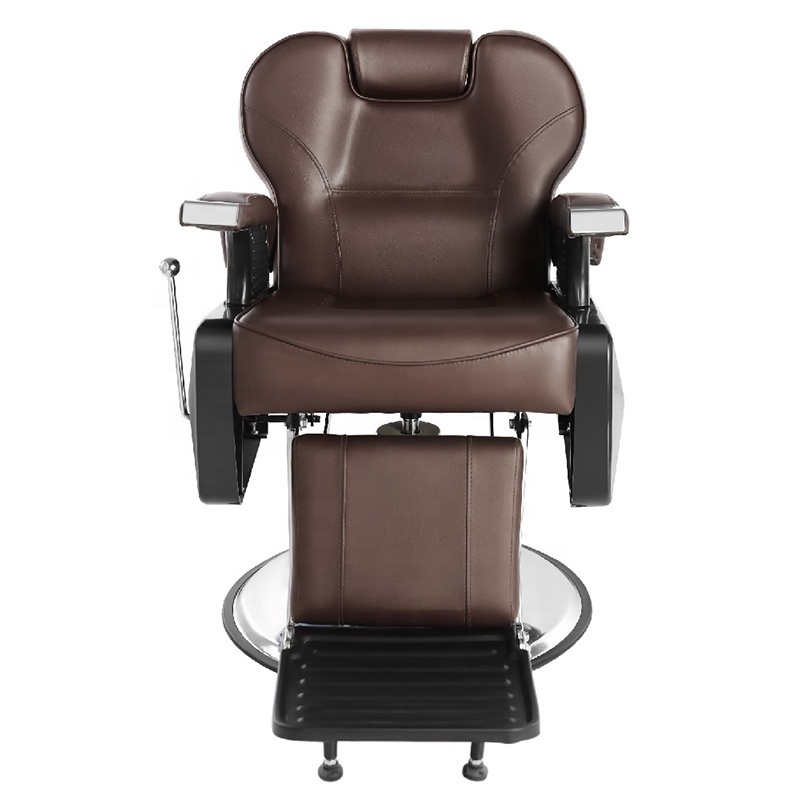 Hot sale barbershop brown leather styling chair adjustable swivel reclining barber chair for men