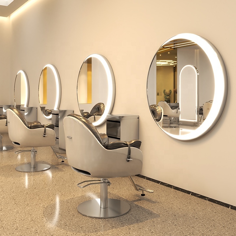 Luxury extra large floor round salon barber station modern hair salon equipment set furniture mirror station