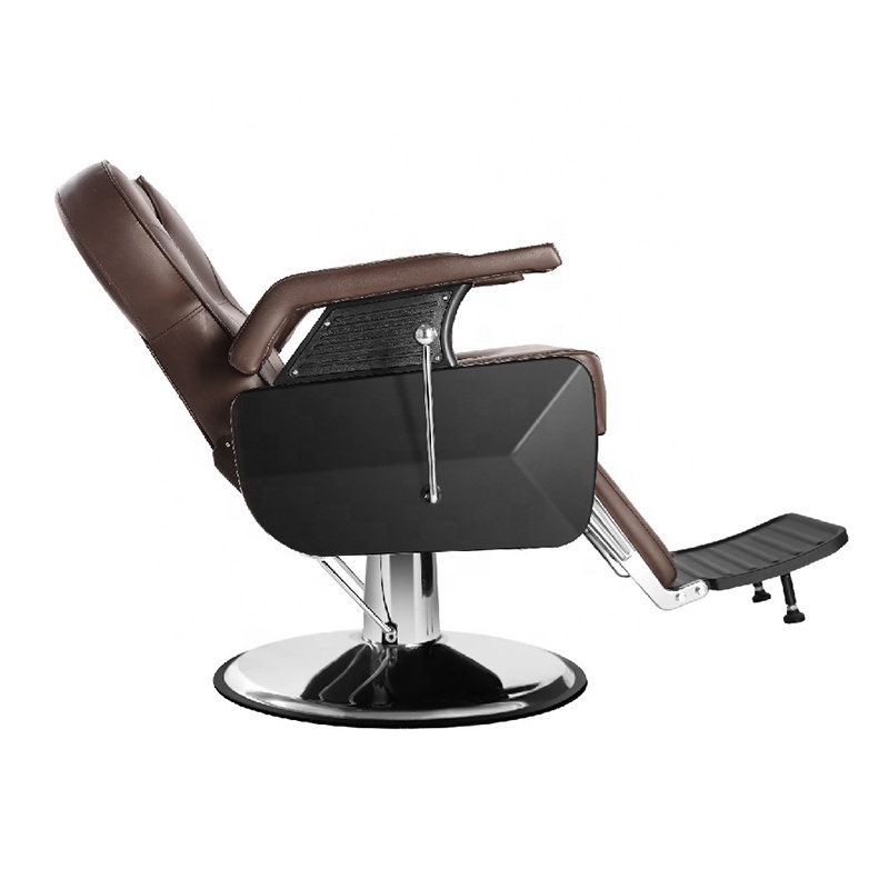 Hot sale barbershop brown leather styling chair adjustable swivel reclining barber chair for men