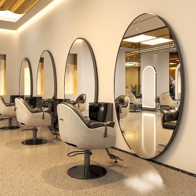 Luxury extra large floor round salon barber station modern hair salon equipment set furniture mirror station