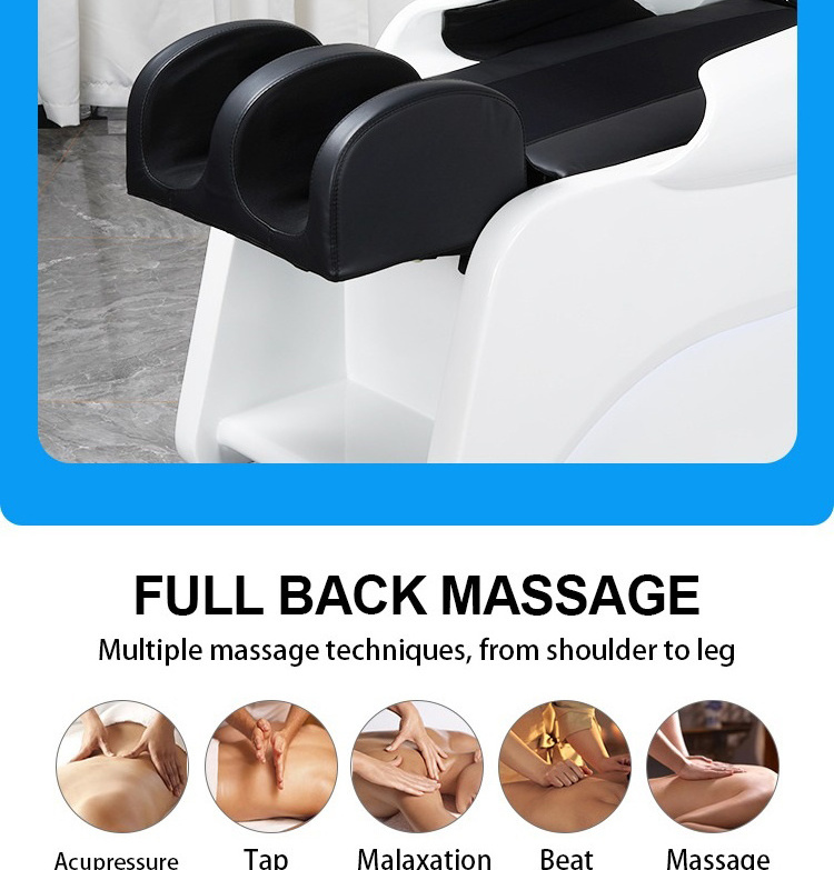 Hair saloon electric massage shampoo chair barber shop modern hair washing chair shampoo bed with ceramic bowl